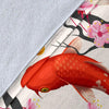 Cherry Blossom Koi Fish Pattern Print Blanket-grizzshop