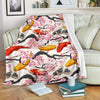 Cherry Blossom Koi Fish Pattern Print Blanket-grizzshop