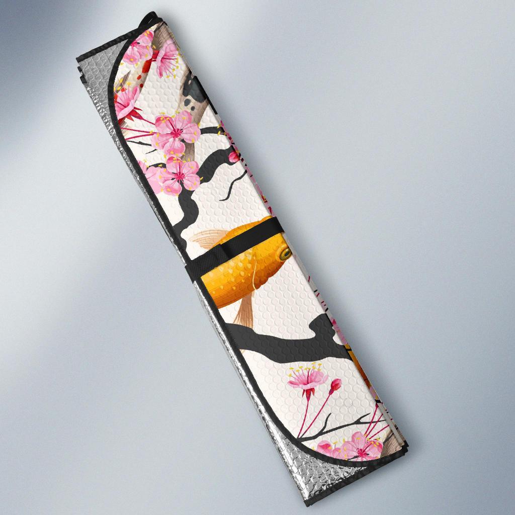 Cherry Blossom Koi Fish Pattern Print Car Sun Shade-grizzshop