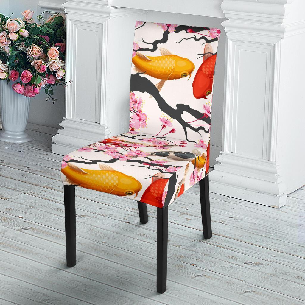 Cherry Blossom Koi Fish Pattern Print Chair Cover-grizzshop