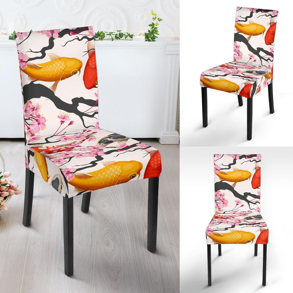 Cherry Blossom Koi Fish Pattern Print Chair Cover-grizzshop