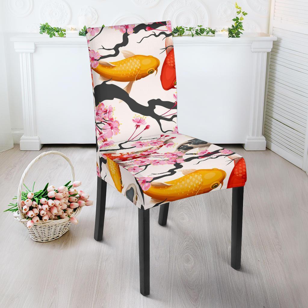 Cherry Blossom Koi Fish Pattern Print Chair Cover-grizzshop