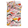 Cherry Blossom Koi Fish Pattern Print Duvet Cover Bedding Set-grizzshop