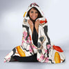 Cherry Blossom Koi Fish Pattern Print Hooded Blanket-grizzshop