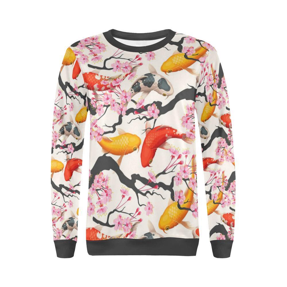 Cherry Blossom Koi Fish Pattern Print Women's Sweatshirt-grizzshop