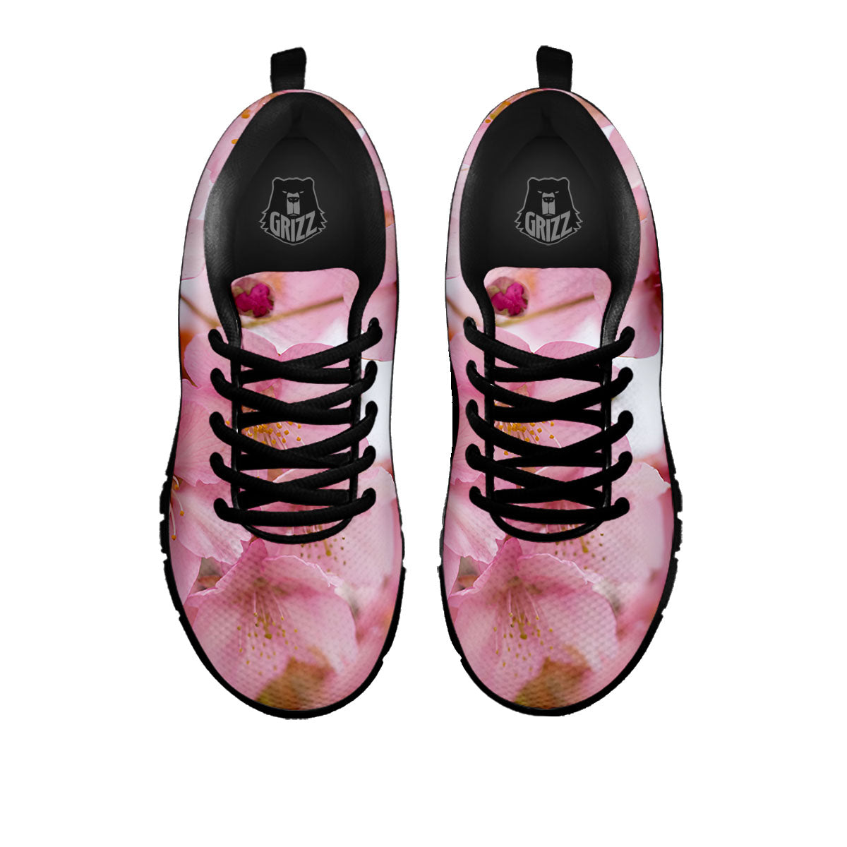 Cherry Blossom Pink Print Black Sneaker-grizzshop