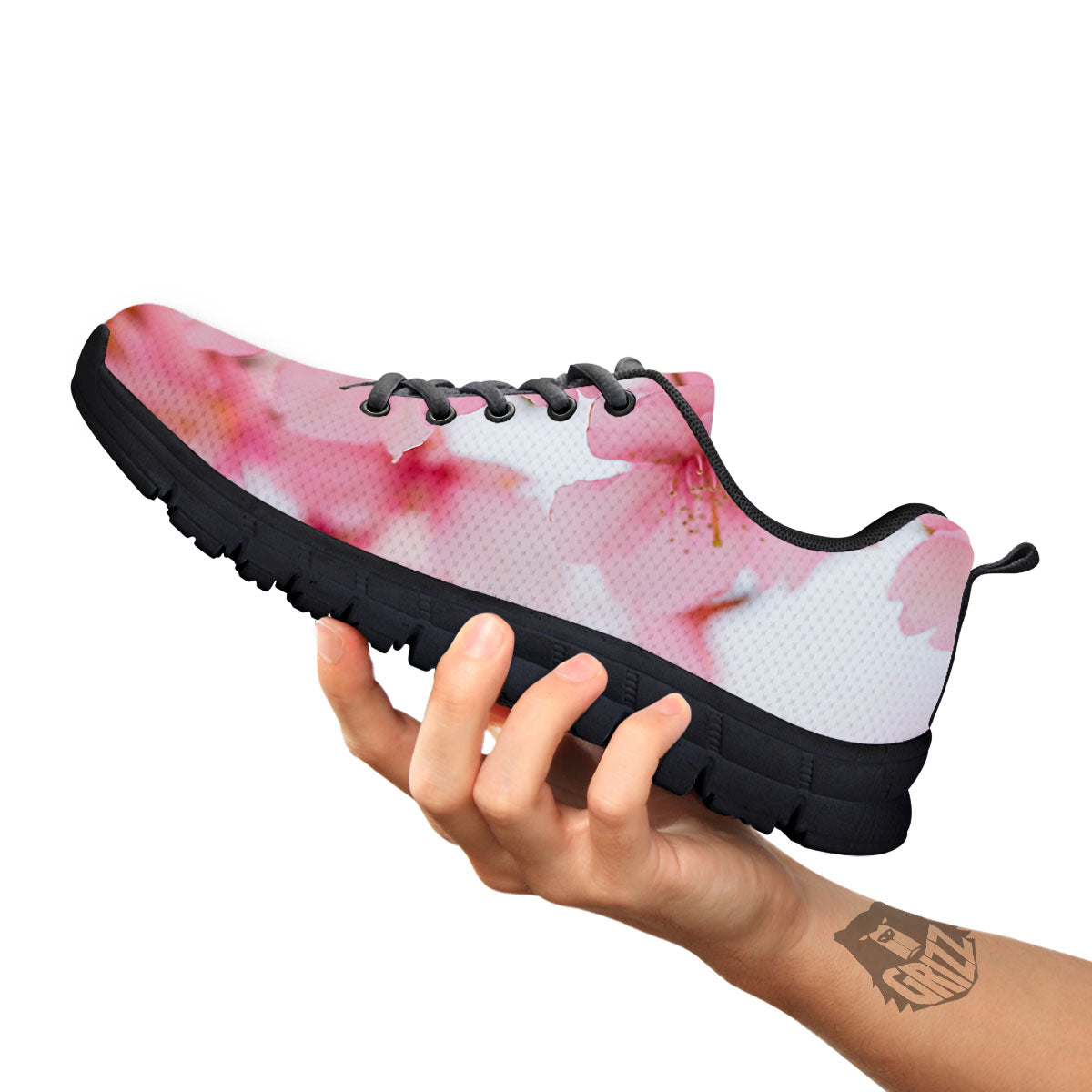 Cherry Blossom Pink Print Black Sneaker-grizzshop