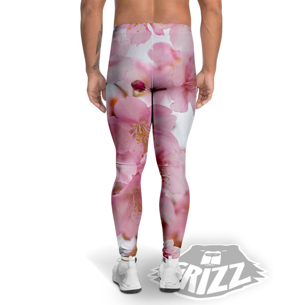 Cherry Blossom Pink Print Men's Leggings-grizzshop