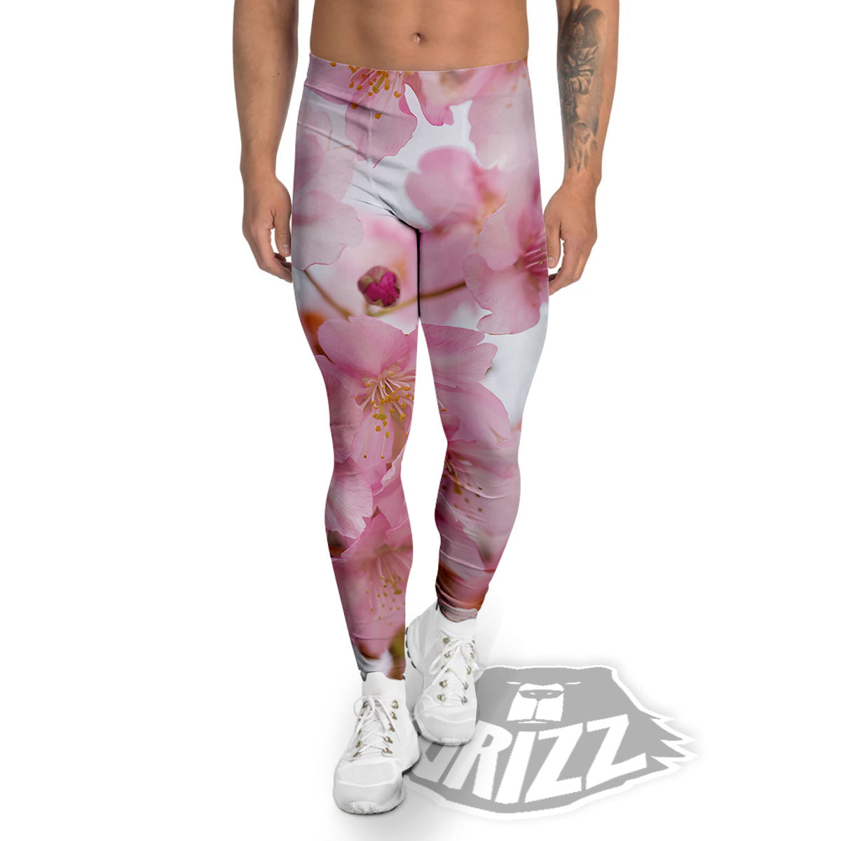 Cherry Blossom Pink Print Men's Leggings-grizzshop