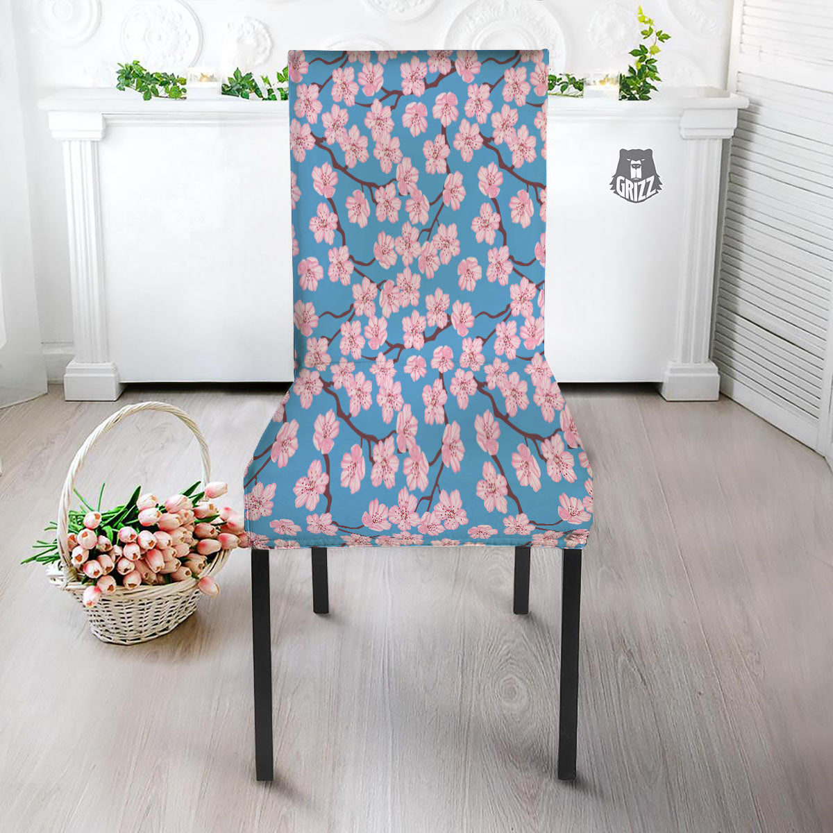Cherry Blossom Pink Print Pattern Dining Chair Slipcover-grizzshop