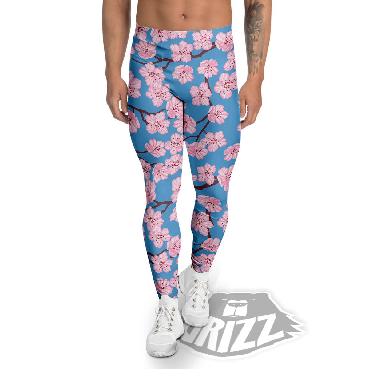 Cherry Blossom Pink Print Pattern Men's Leggings-grizzshop
