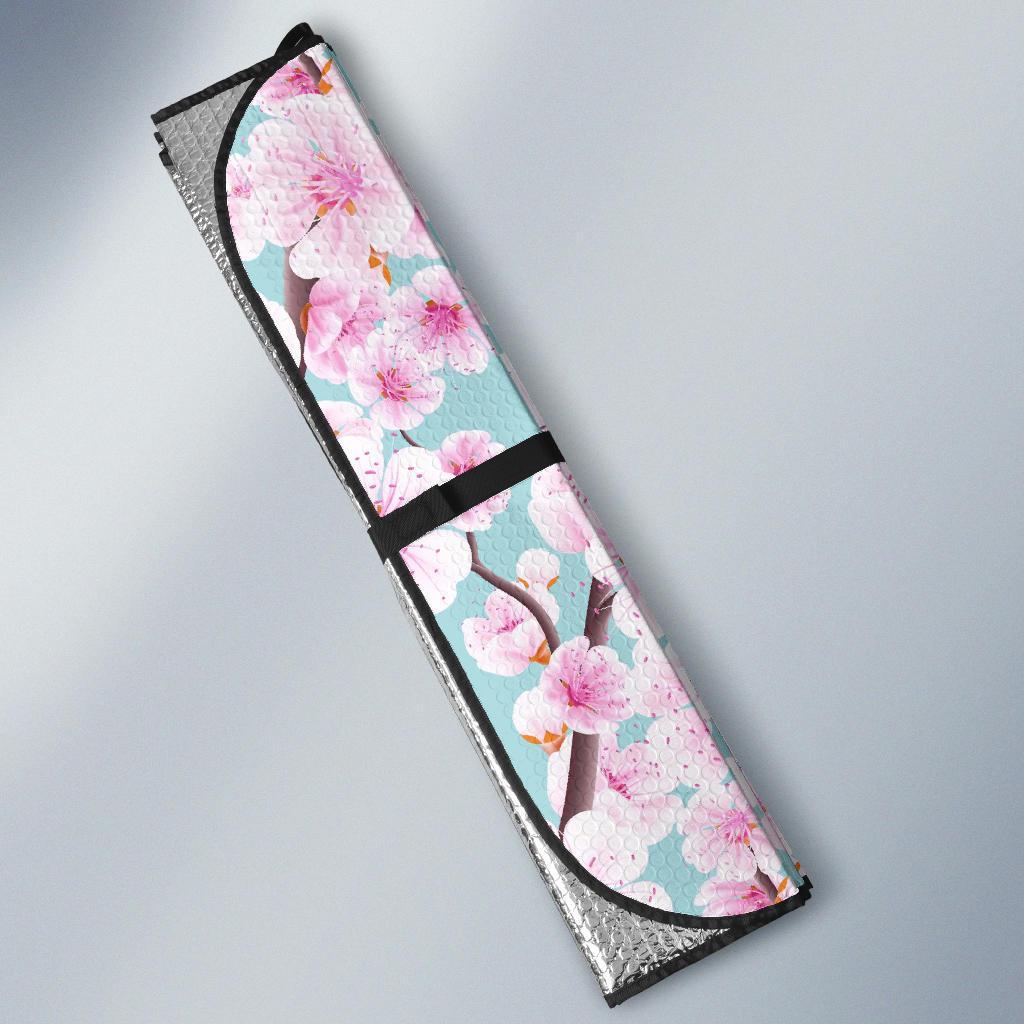 Cherry Blossom Sakura Blue Car Sun Shade-grizzshop