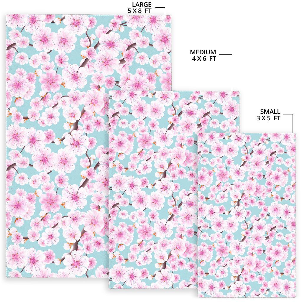 Cherry Blossom Sakura Blue Floor Mat-grizzshop