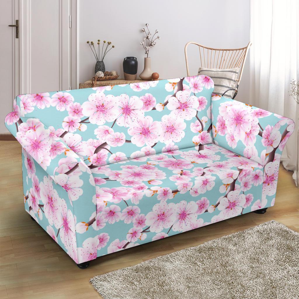 Cherry Blossom Sakura Blue Loveseat Cover-grizzshop