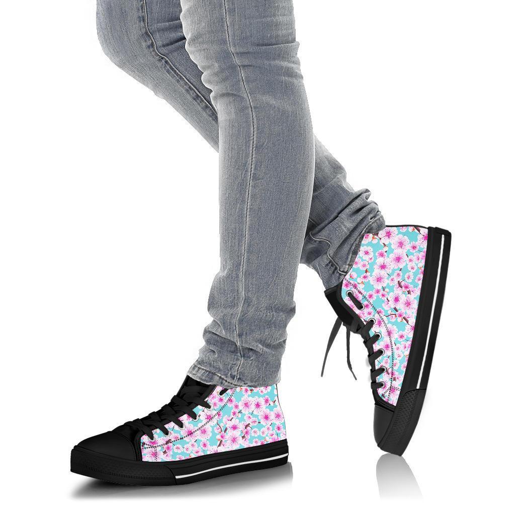 Cherry Blossom Sakura Blue Men Women's High Top Shoes-grizzshop