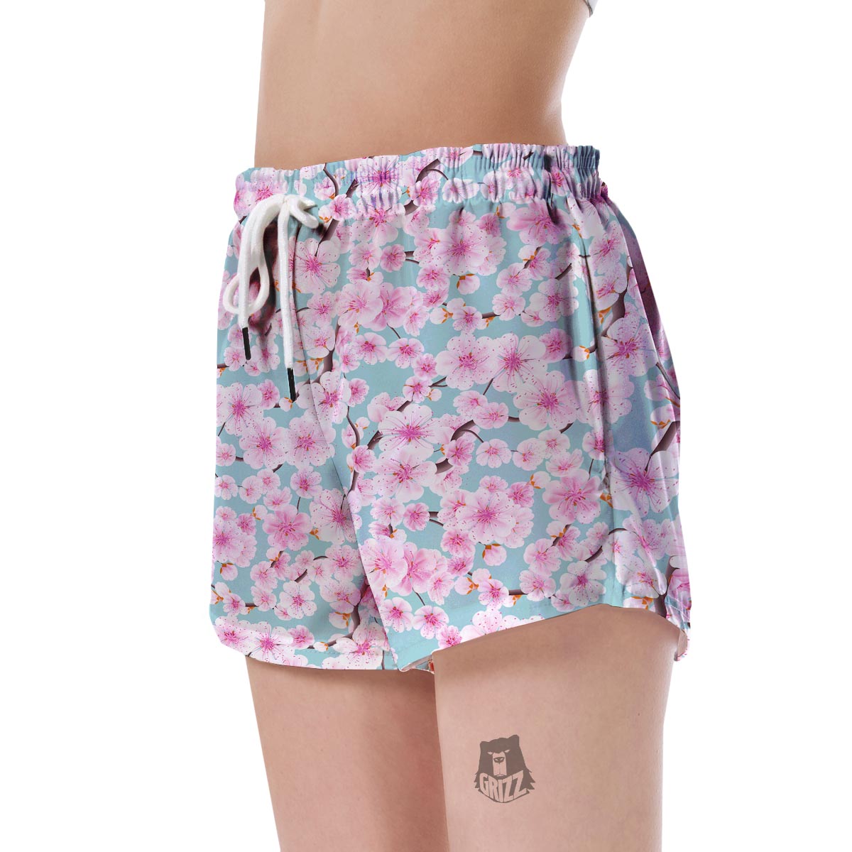 Cherry Blossom Sakura Blue Women's Shorts-grizzshop
