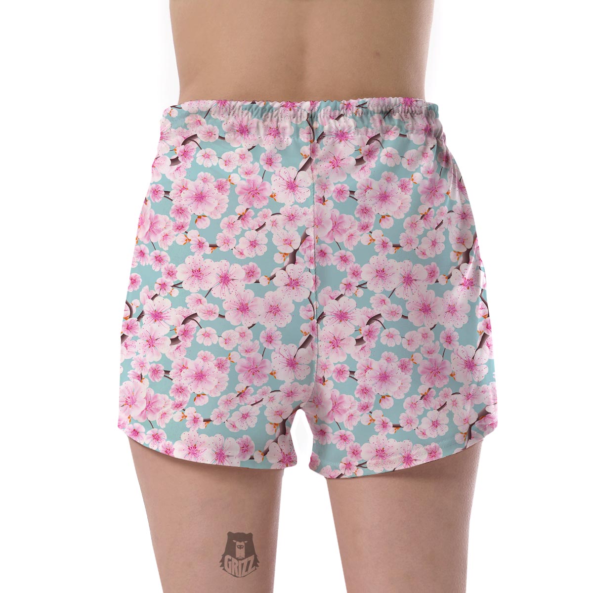 Cherry Blossom Sakura Blue Women's Shorts-grizzshop