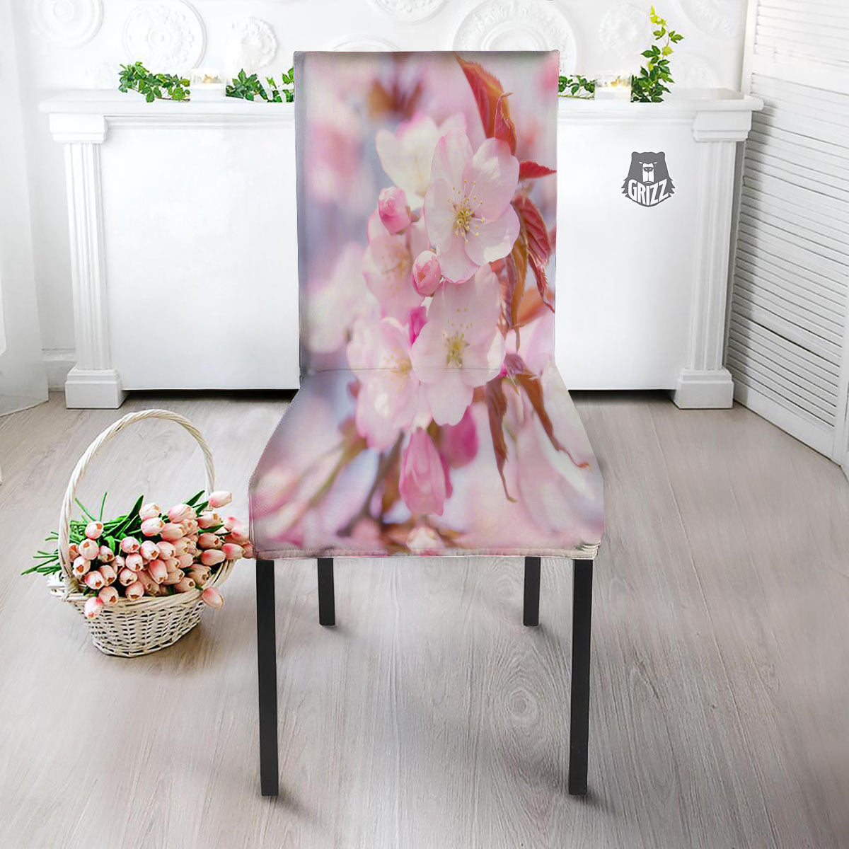 Cherry Blossom Sakura Flower Print Dining Chair Slipcover-grizzshop