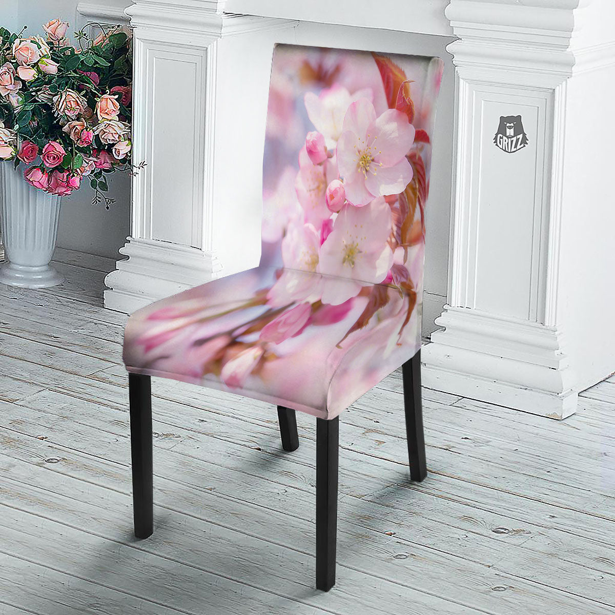 Cherry Blossom Sakura Flower Print Dining Chair Slipcover-grizzshop