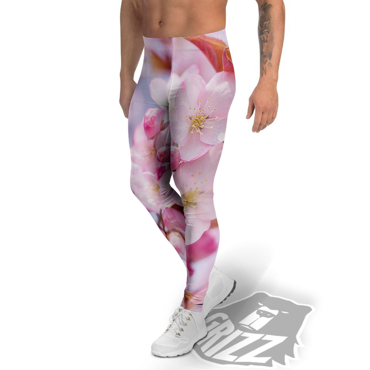 Cherry Blossom Sakura Flower Print Men's Leggings-grizzshop