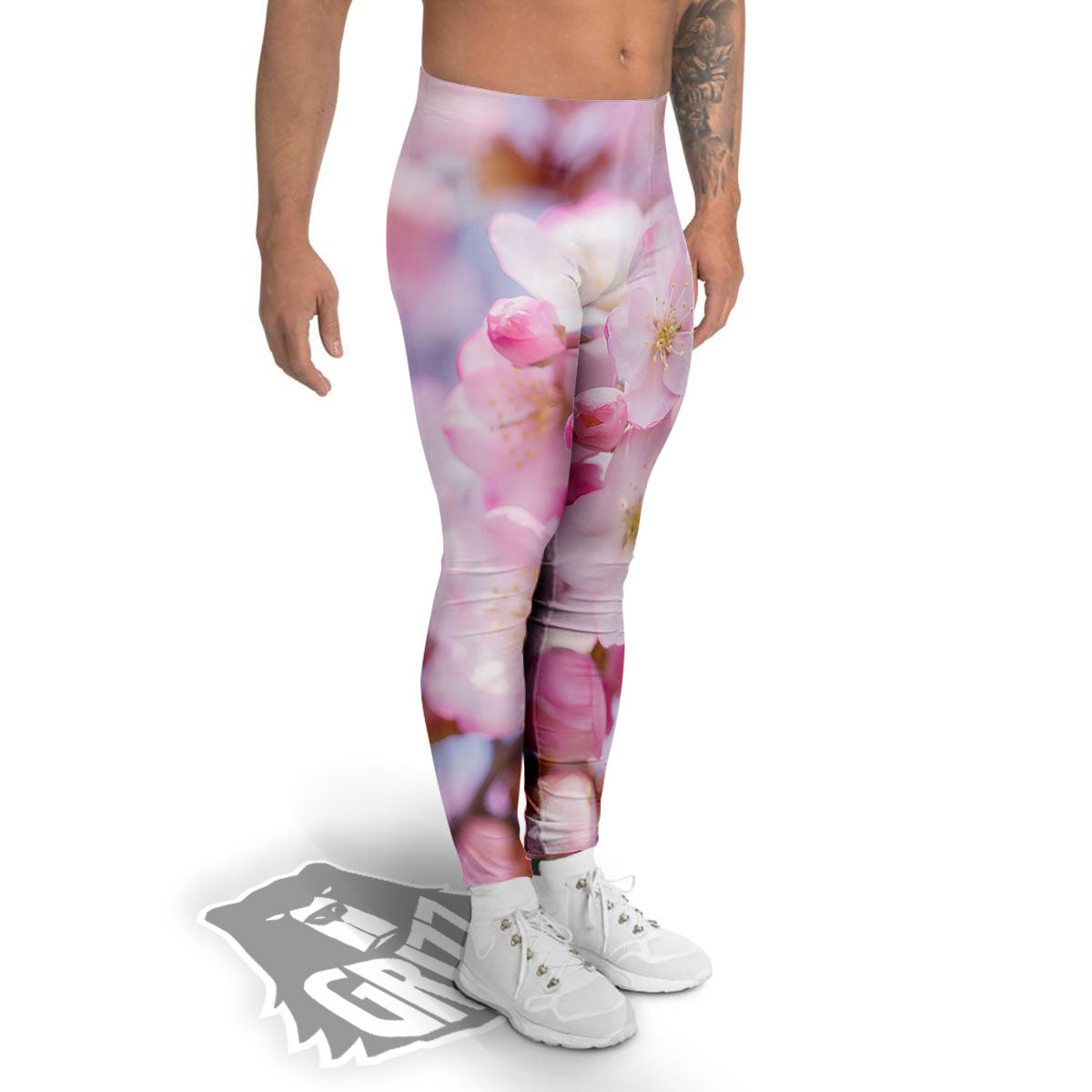 Cherry Blossom Sakura Flower Print Men's Leggings-grizzshop