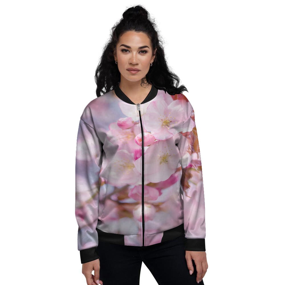 Cherry Blossom Sakura Flower Print Women's Bomber Jacket-grizzshop