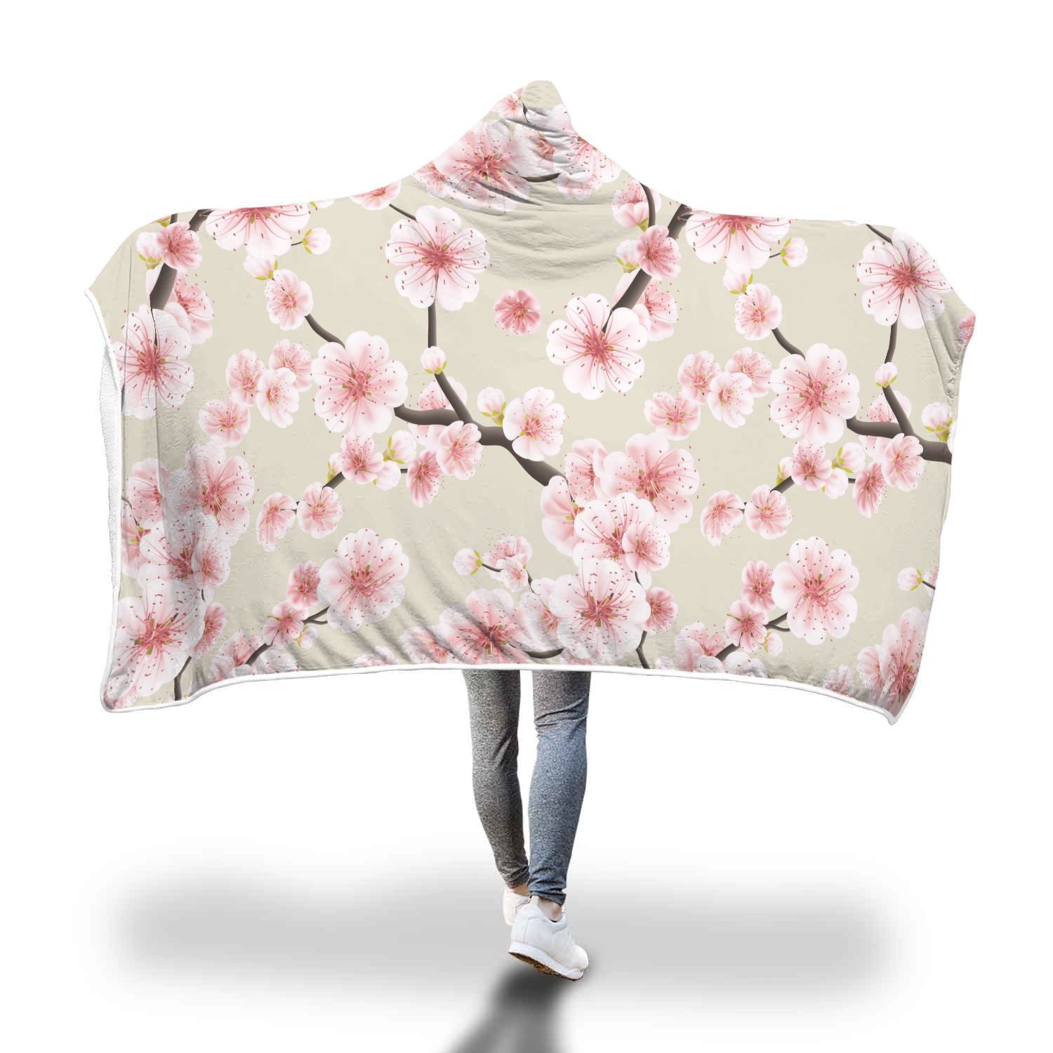 Cherry Blossom Sakura Hooded Blanket-grizzshop