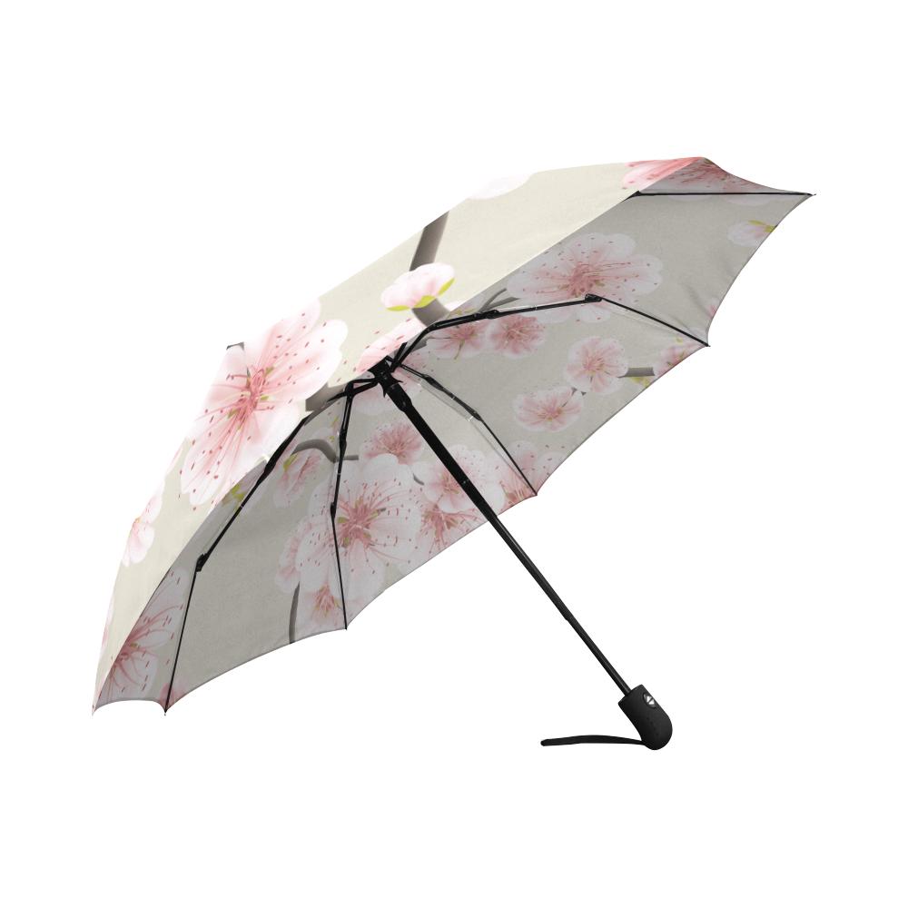 Cherry Blossom Sakura Print Automatic Foldable Umbrella-grizzshop