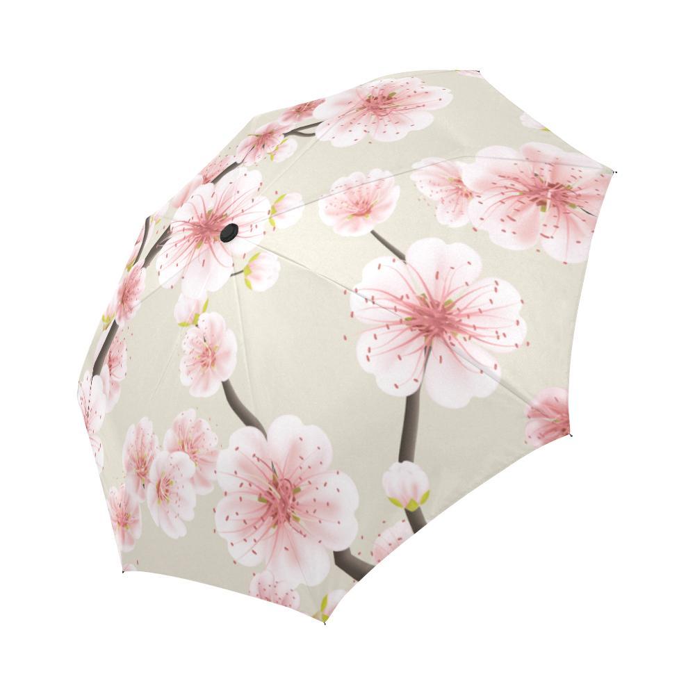 Cherry Blossom Sakura Print Automatic Foldable Umbrella-grizzshop