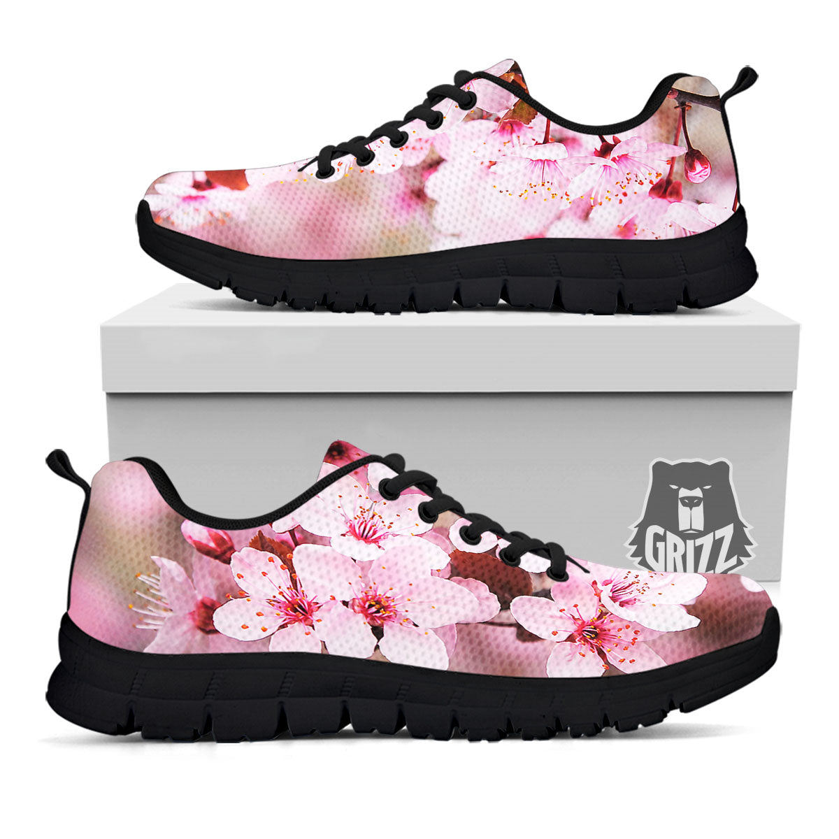 Cherry Blossom Sakura Print Black Sneaker-grizzshop