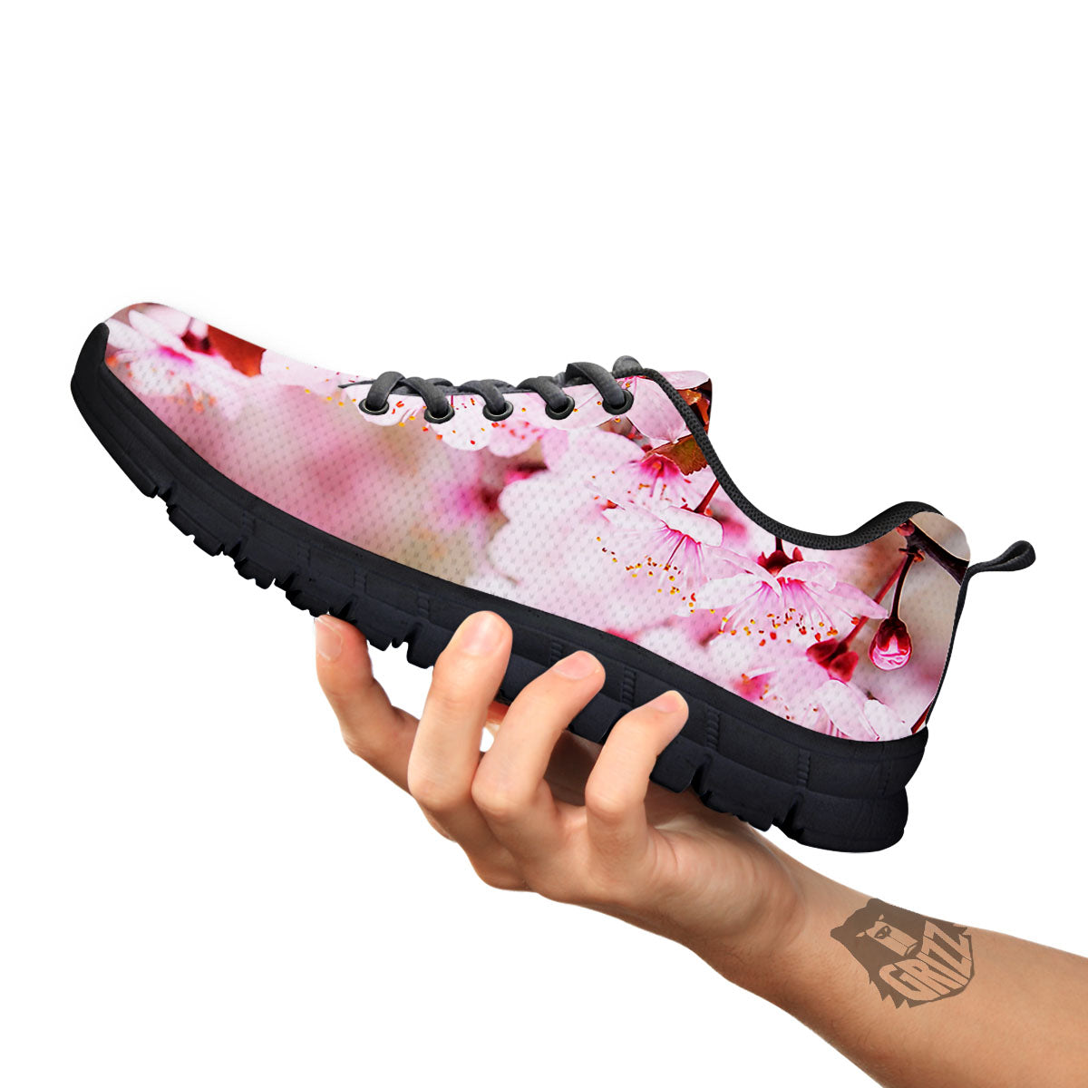 Cherry Blossom Sakura Print Black Sneaker-grizzshop