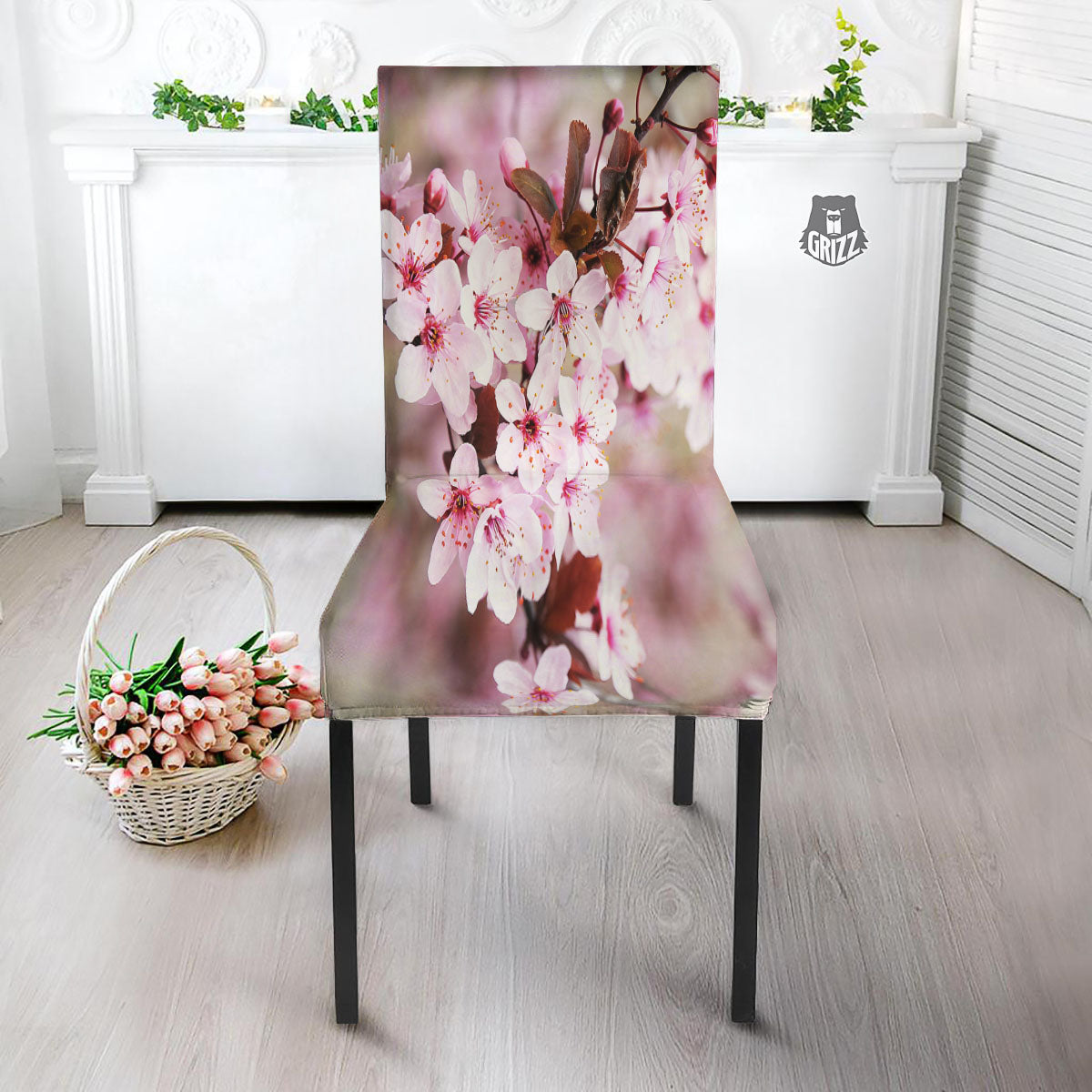 Cherry Blossom Sakura Print Dining Chair Slipcover-grizzshop