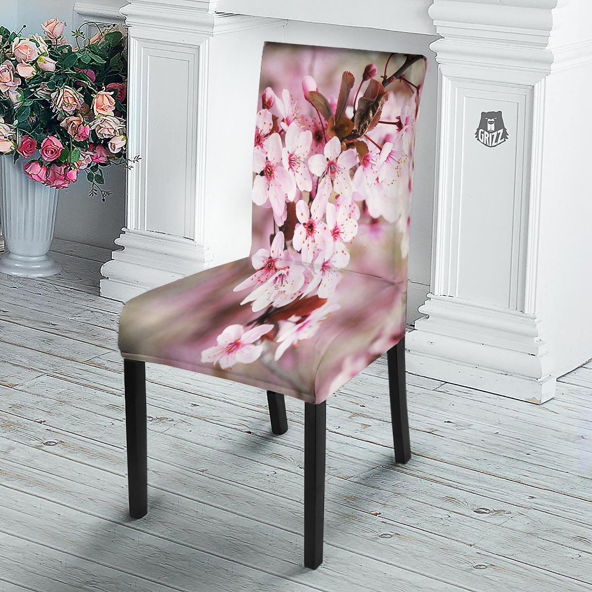Cherry Blossom Sakura Print Dining Chair Slipcover-grizzshop