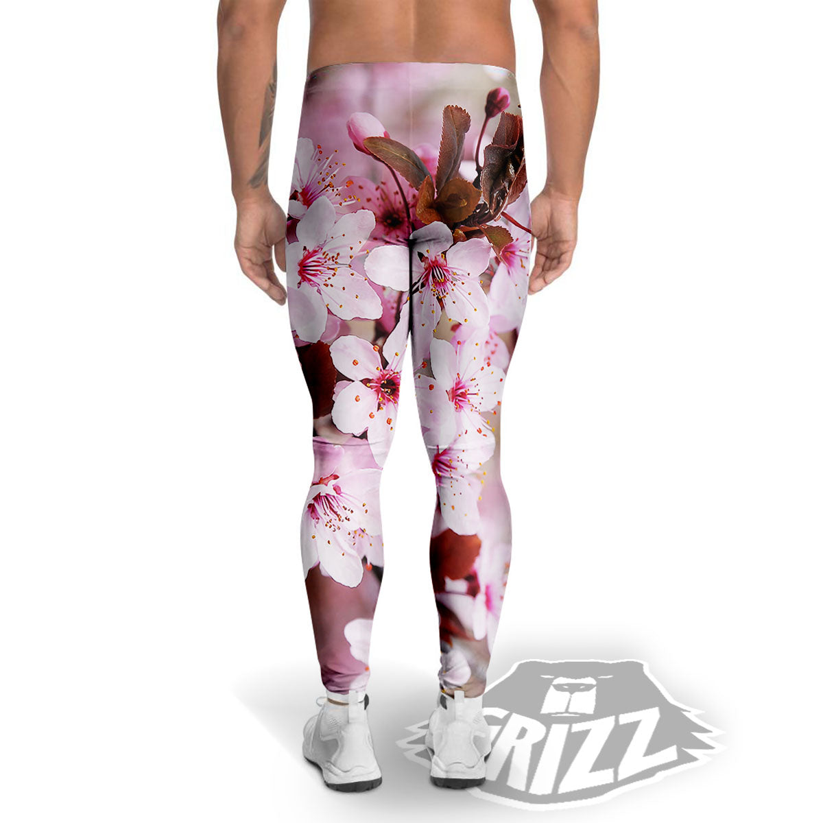 Cherry Blossom Sakura Print Men's Leggings-grizzshop