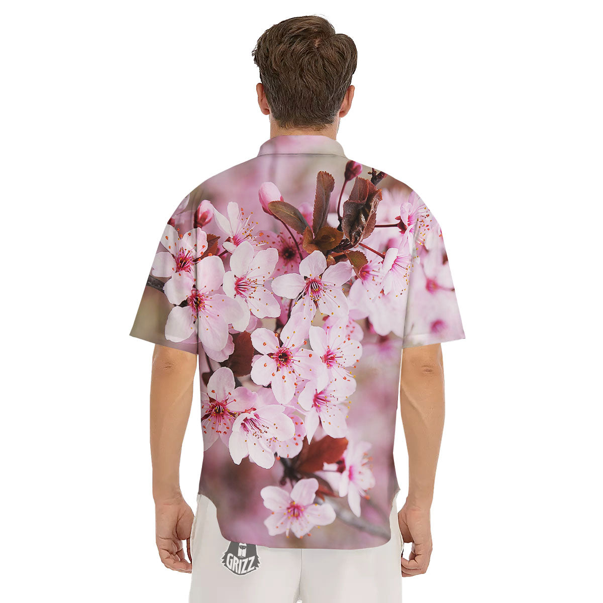 Cherry Blossom Sakura Print Men's Short Sleeve Shirts-grizzshop