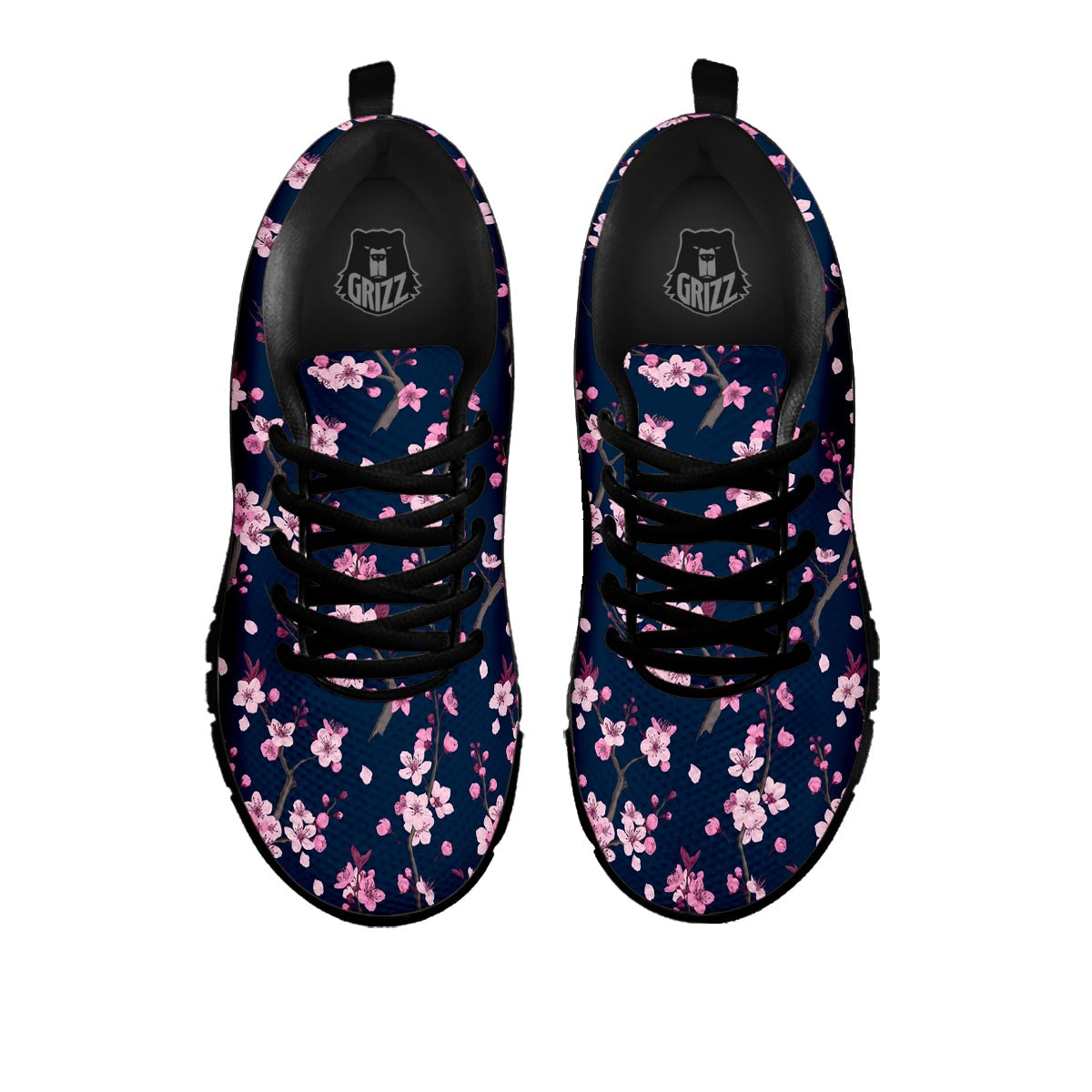 Cherry Blossom Sakura Print Pattern Black Sneaker-grizzshop