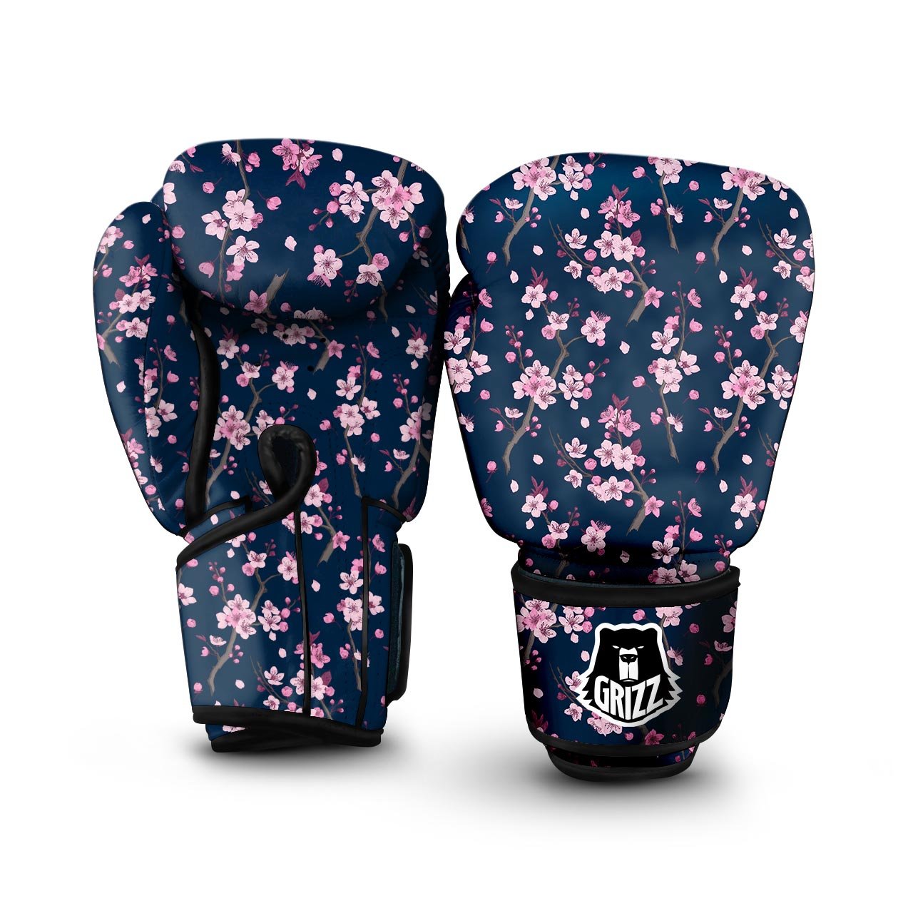 Cherry Blossom Sakura Print Pattern Boxing Gloves-grizzshop