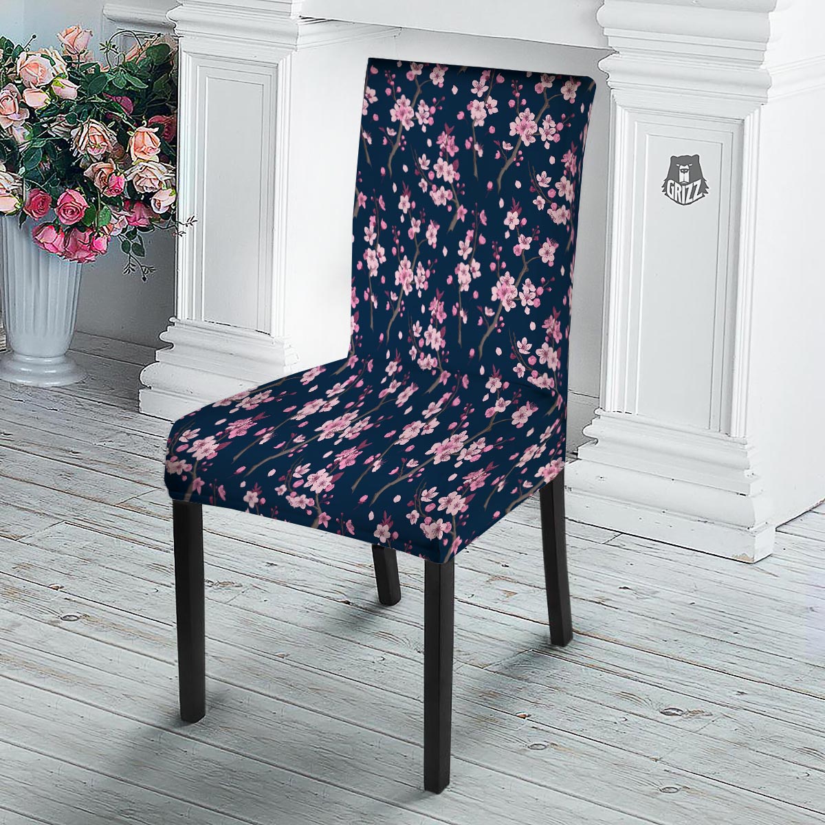 Cherry Blossom Sakura Print Pattern Dining Chair Slipcover-grizzshop