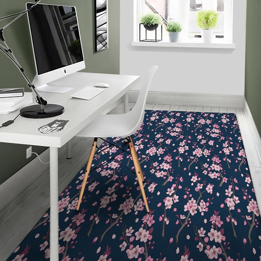 Cherry Blossom Sakura Print Pattern Floor Mat-grizzshop