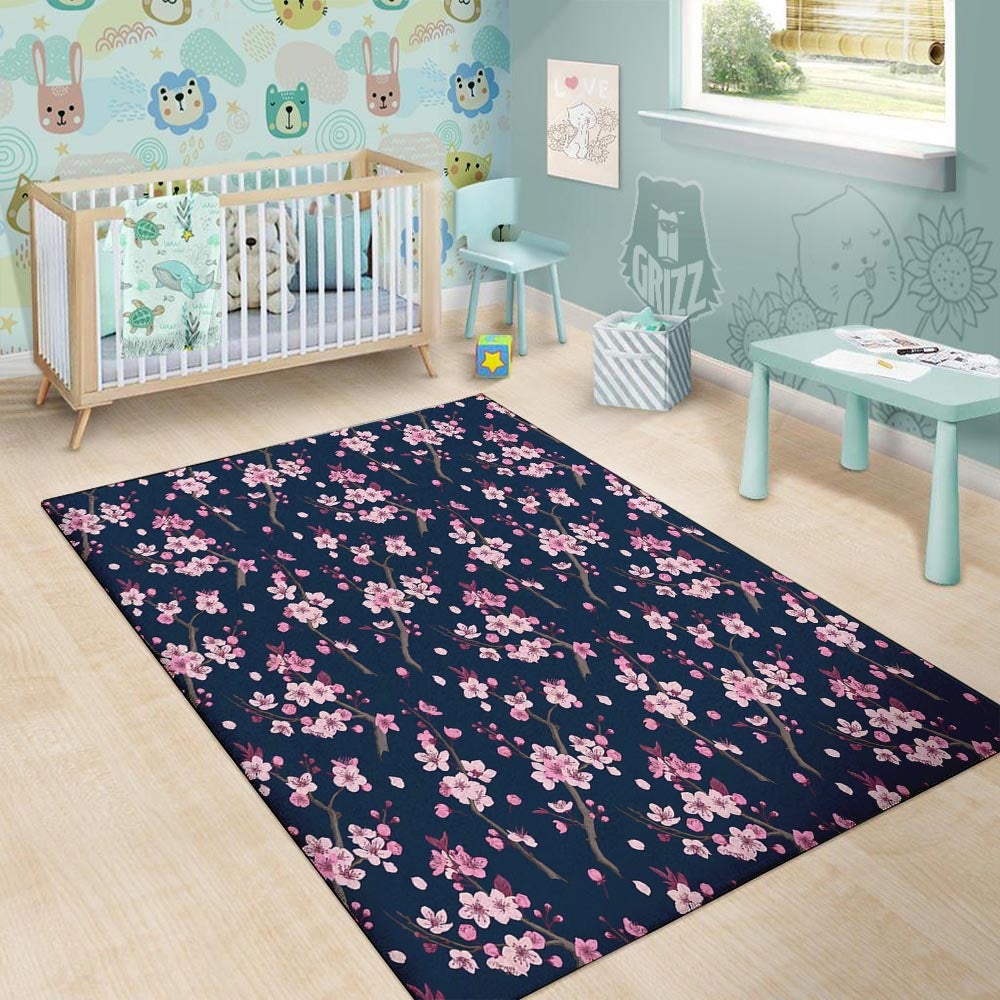 Cherry Blossom Sakura Print Pattern Floor Mat-grizzshop