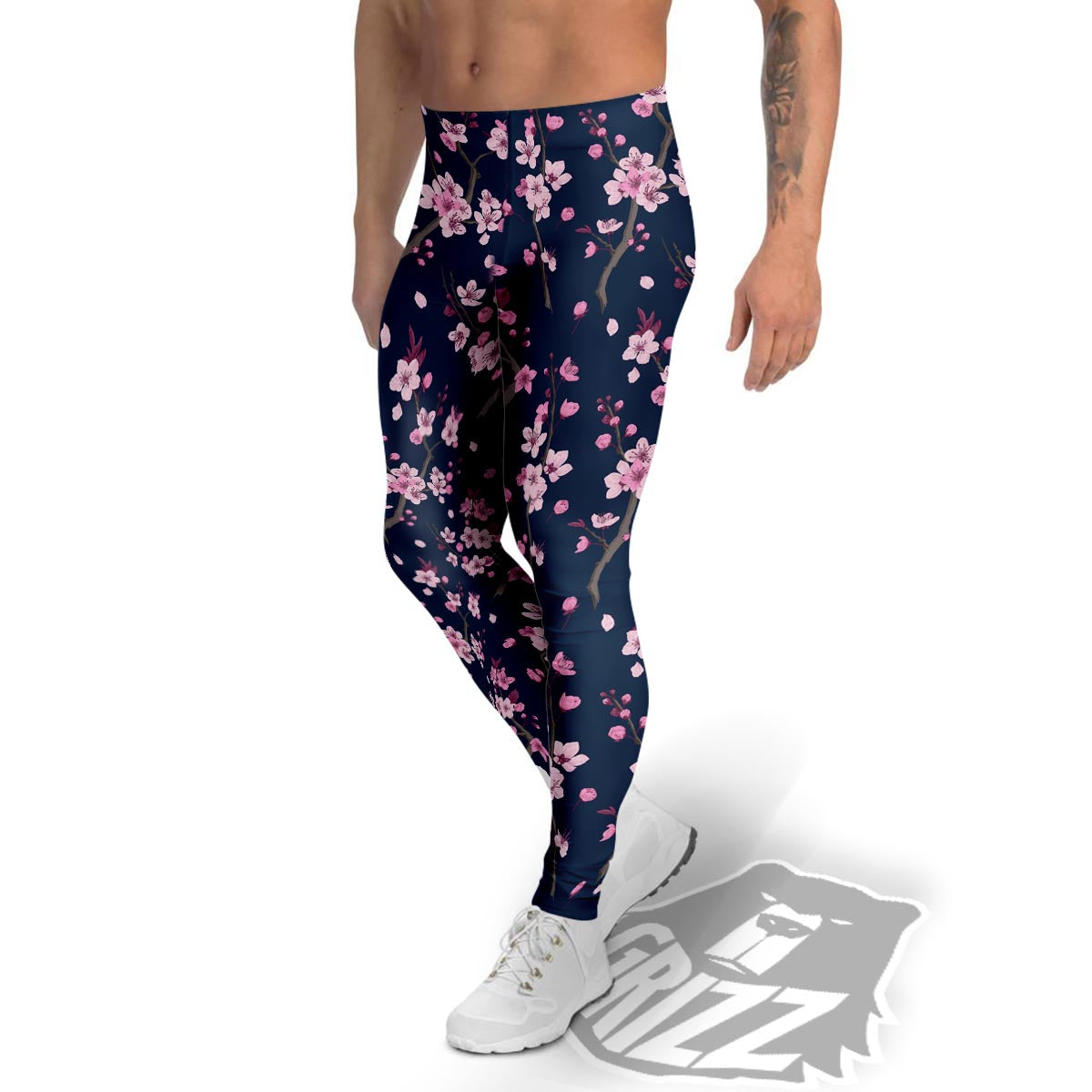 Cherry Blossom Sakura Print Pattern Men's Leggings-grizzshop
