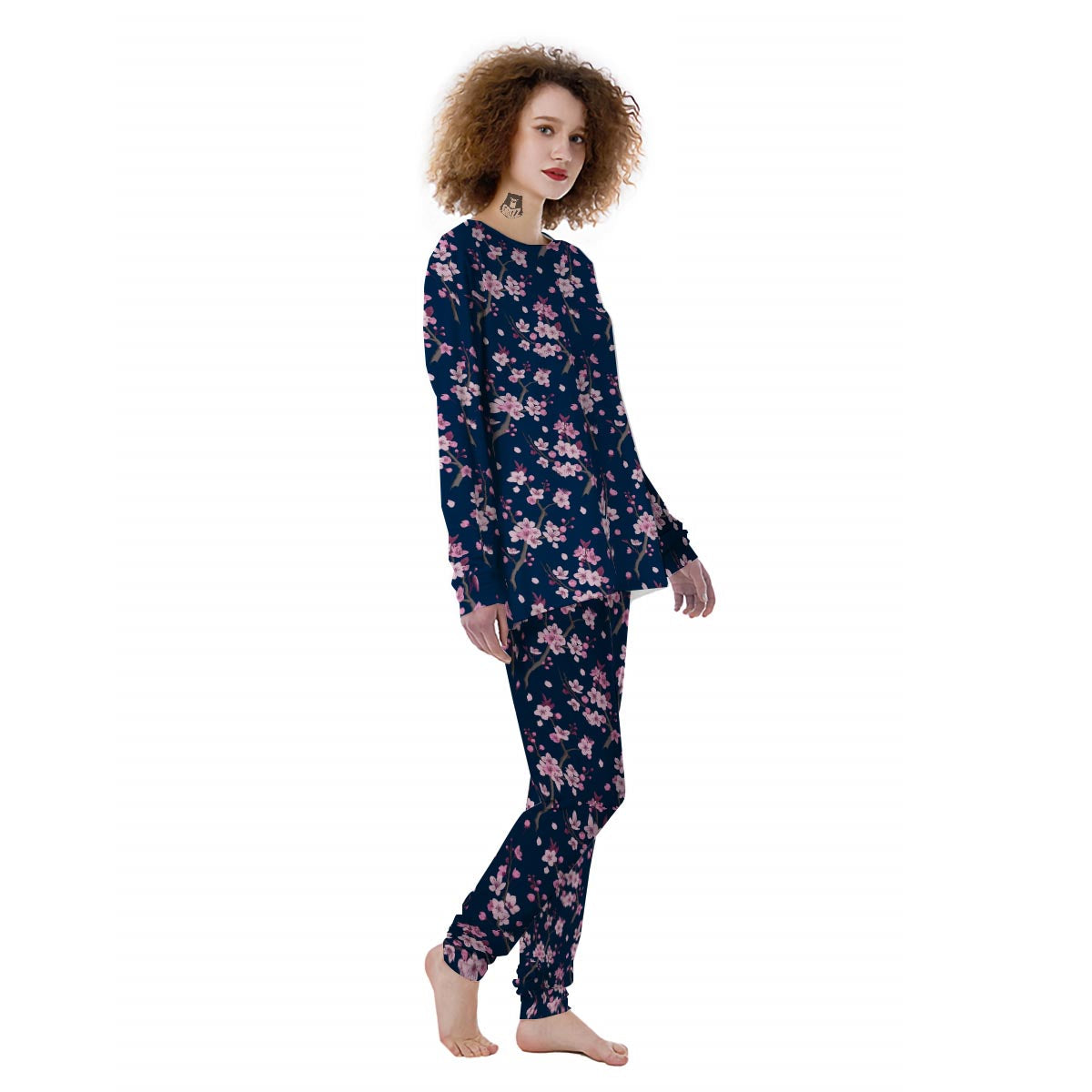 Cherry Blossom Sakura Print Pattern Women's Pajamas-grizzshop