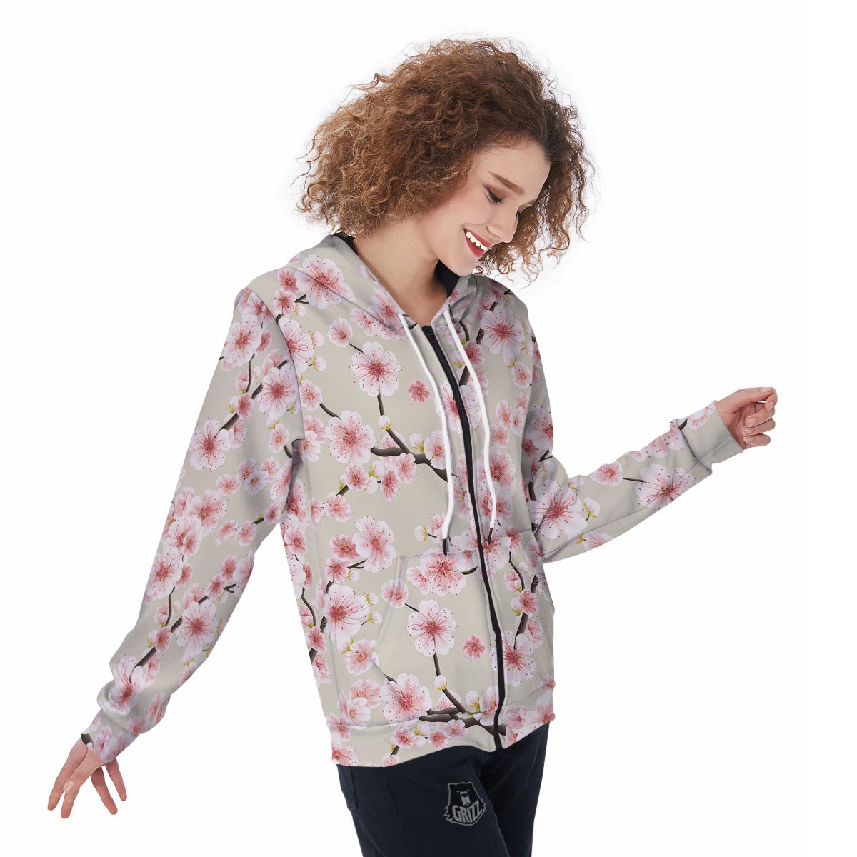 Cherry Blossom Sakura Women Zip Up Hoodie-grizzshop