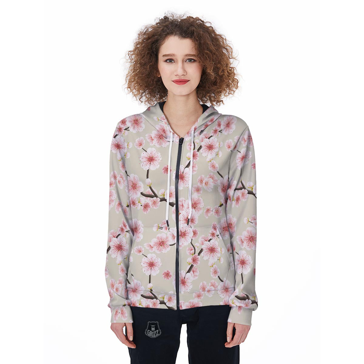 Cherry Blossom Sakura Women Zip Up Hoodie-grizzshop