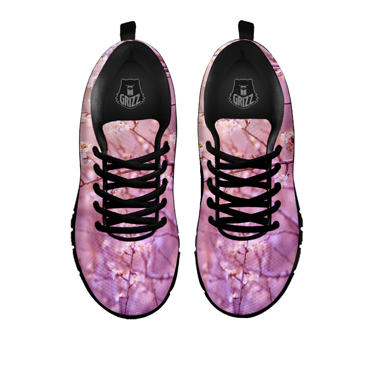 Cherry Blossom Sunrise Japanese Print Black Sneaker-grizzshop