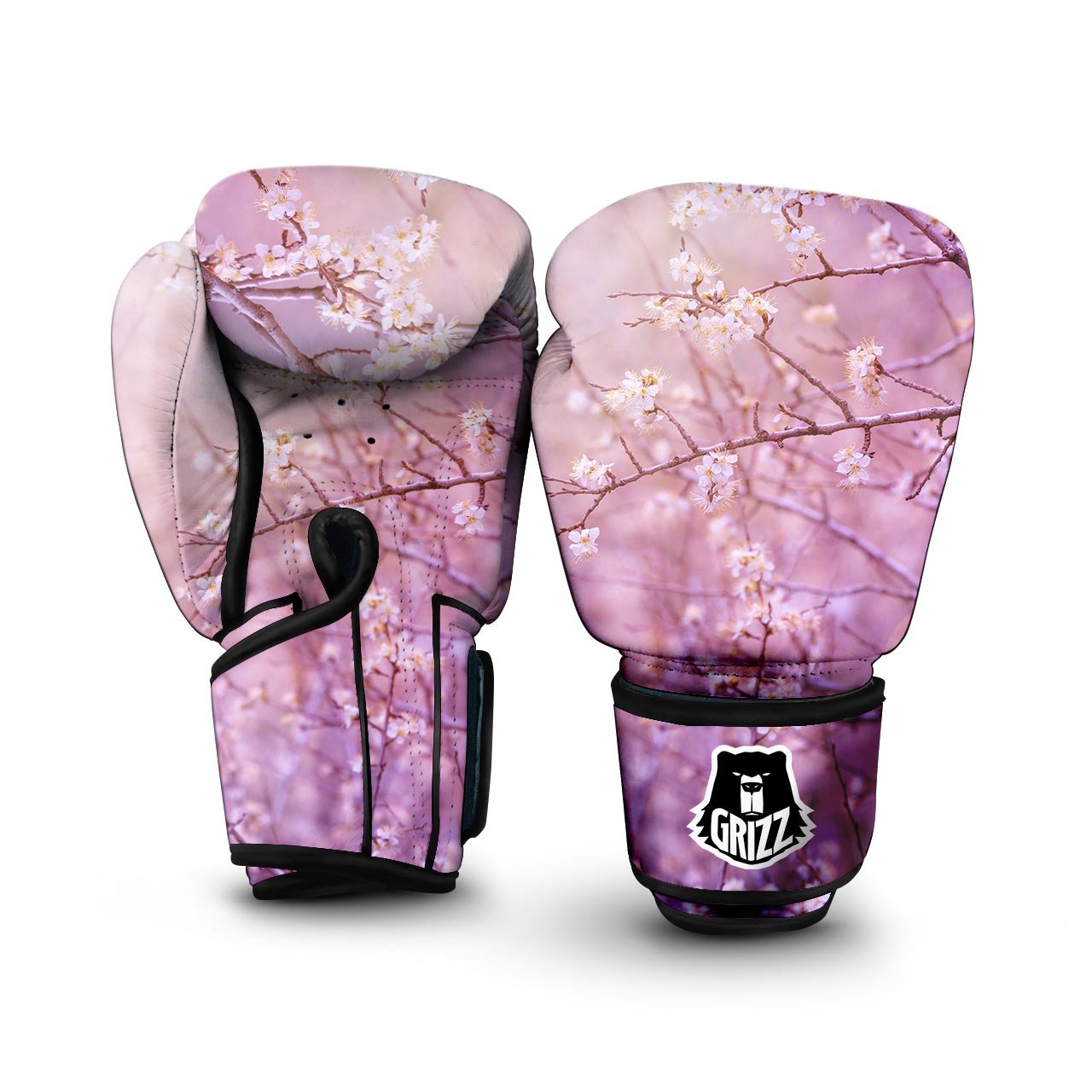 Cherry Blossom Sunrise Japanese Print Boxing Gloves-grizzshop
