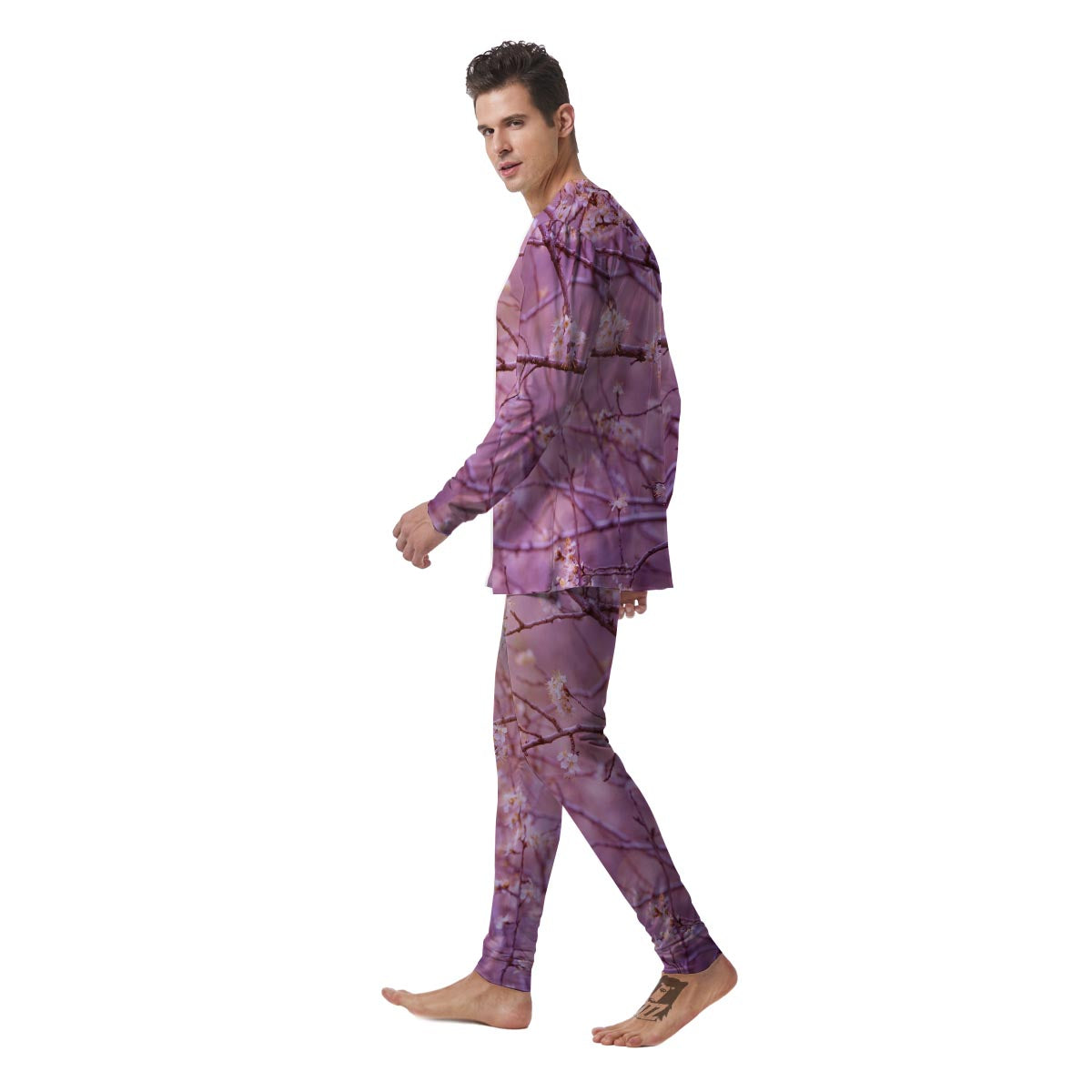 Cherry Blossom Sunrise Japanese Print Men's Pajamas-grizzshop