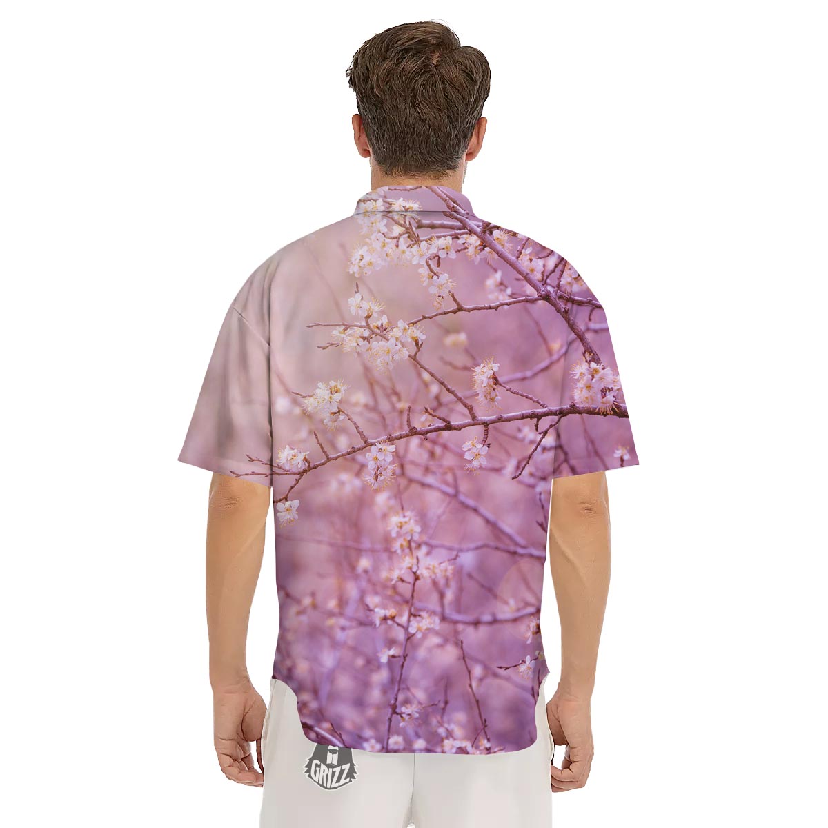 Cherry Blossom Sunrise Japanese Print Men's Short Sleeve Shirts-grizzshop