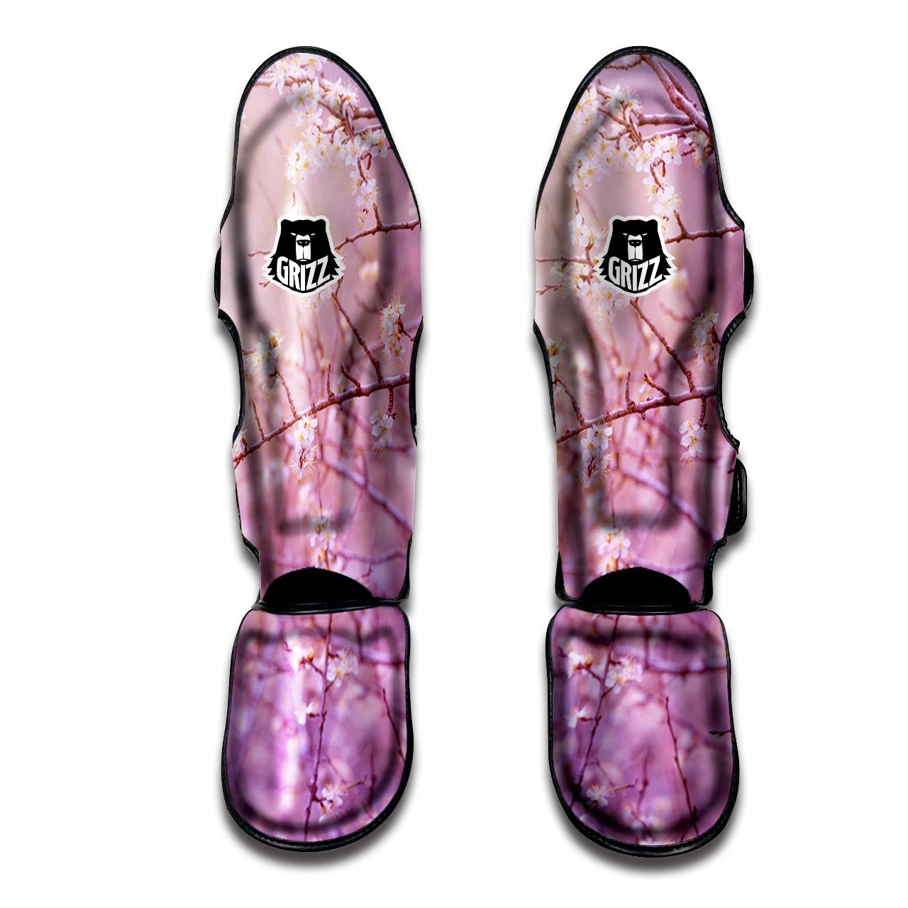 Cherry Blossom Sunrise Japanese Print Muay Thai Shin Guards-grizzshop