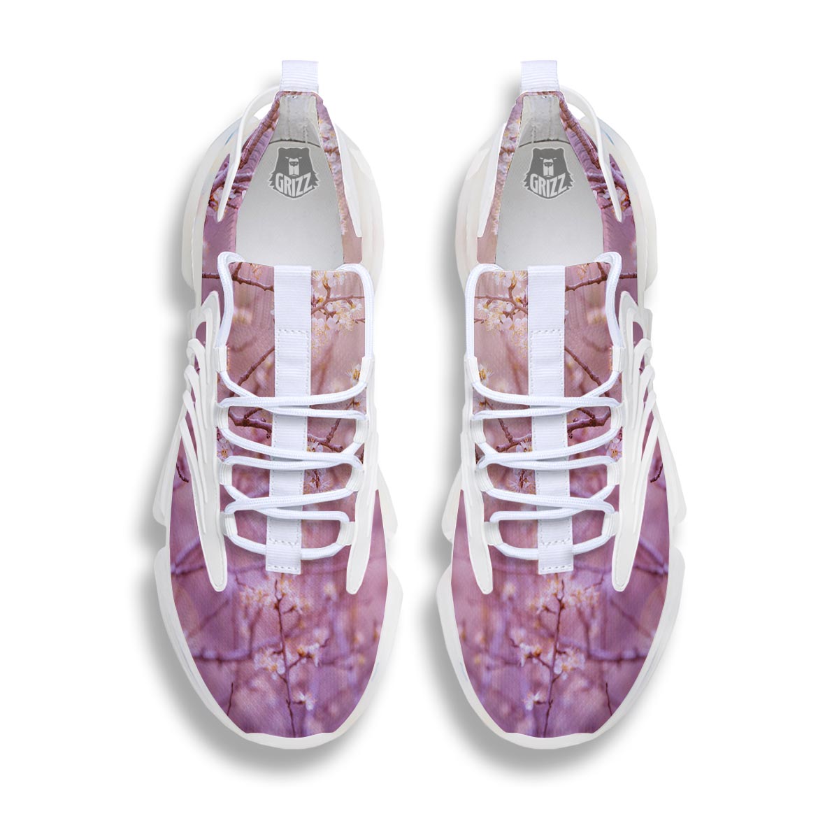 Cherry Blossom Sunrise Japanese Print White Gym Shoes-grizzshop